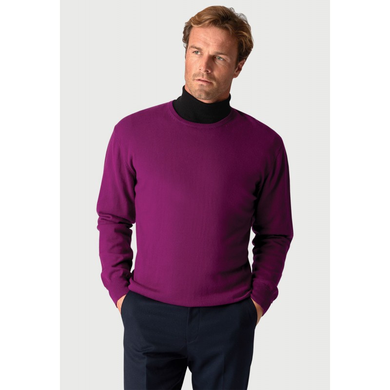 Jumpers Brook Taverner Devon Plum Cotton Merino Crew Neck Jumper £54.00