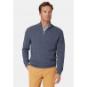 Jumpers Brook Taverner Ricky Denim Blue Pique Knit Zip Neck Jumper £62.00