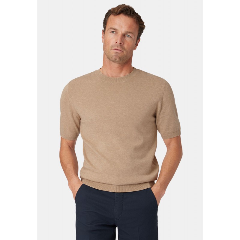 Jumpers Brook Taverner Lewis Sand Merino Wool Half Sleeve Jumper £71.00