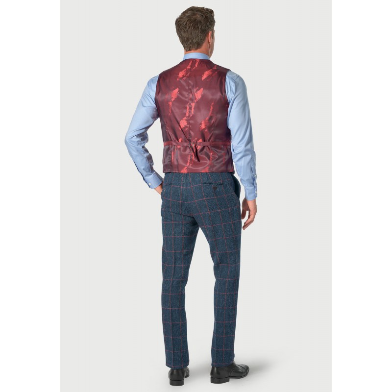 Waistcoats Brook Taverner Regular Fit Inverness Blue Check Harris TweedR Suit Waistcoat £108.00