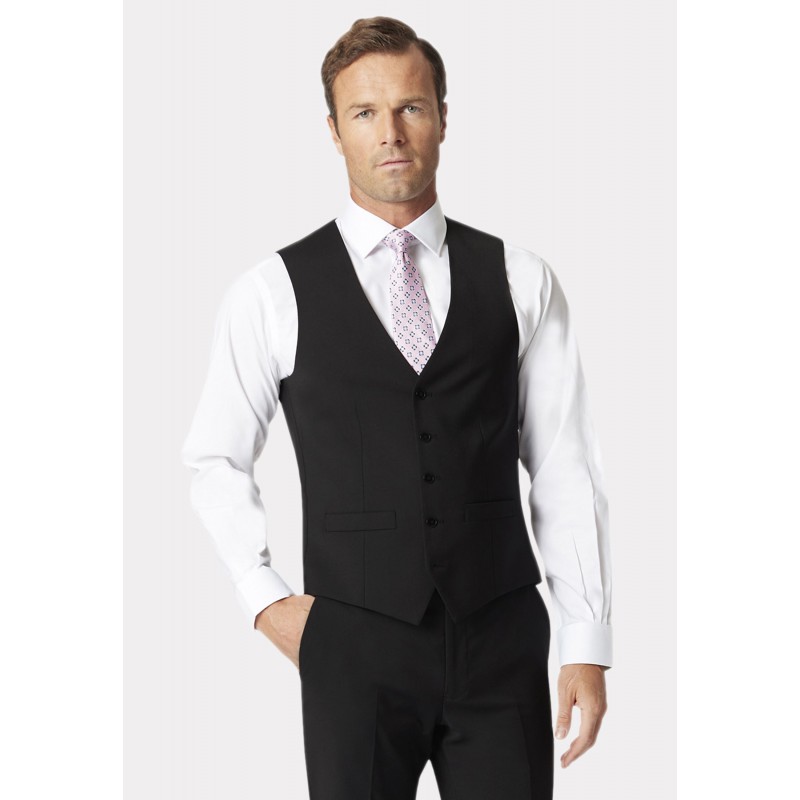 Waistcoats Brook Taverner Tailored Fit Avalino Black Waistcoat £62.00