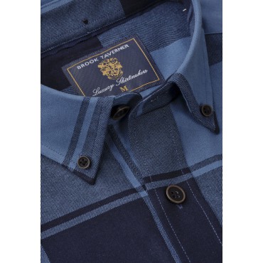 Shirts Brook Taverner Regular Fit Navy And Blue Buffalo Check Cotton Shirt £89.00