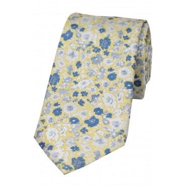 Silk Ties Soprano Ties Soprano Light Yellow Floral Luxury Silk Tie £22.00