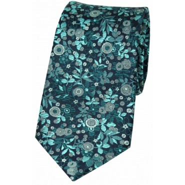 Silk Ties Soprano Ties Soprano Turquoise And Teal Floral Luxury Silk Tie £22.00