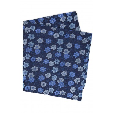 Pocket Square Soprano Ties Soprano Shades Of Blue Flowers On Navy Ground Silk Pocket Square £16.00