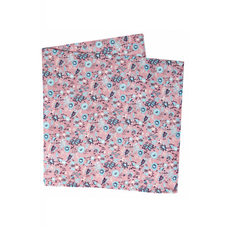 Pocket Square Soprano Ties Soprano Pink With Small Cyan Coloured Flowers Silk Pocket Square £16.00