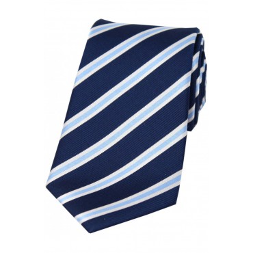 Silk Ties Soprano Ties Soprano Navy Sky And White Striped Silk Tie £21.00