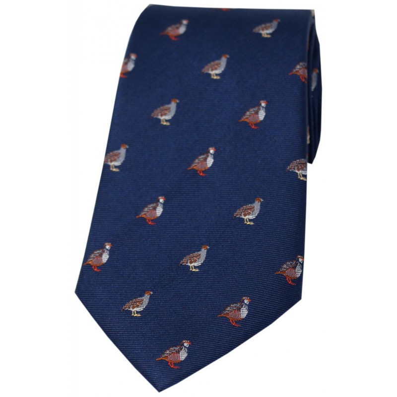 Silk Ties Soprano Ties Soprano Grouse And Partridge On Blue Ground Country Silk Tie £23.00