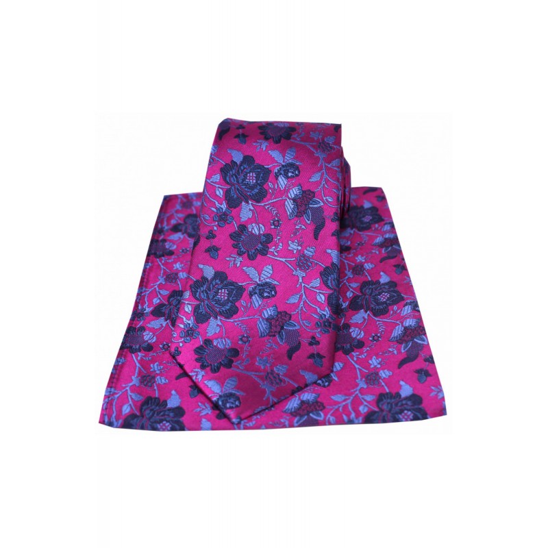 Silk Hankies Soprano Ties Soprano Fuchsia Blue and Navy Floral Silk Tie And Pocket Square £34.00