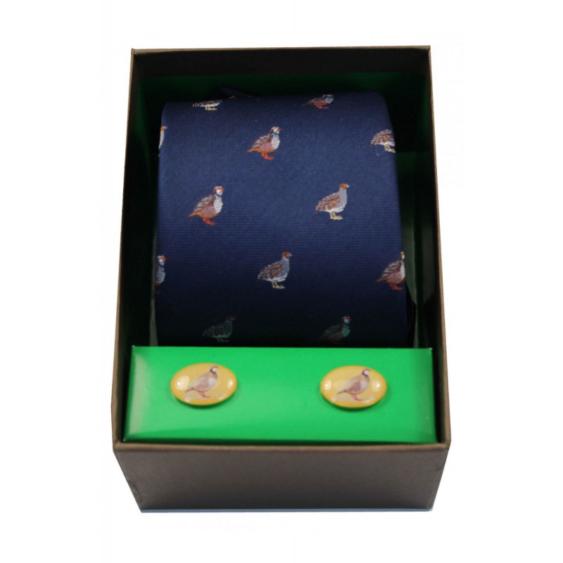 Cufflinks Soprano Ties Grouse On Navy Ground Tie And Cufflink Set £40.00