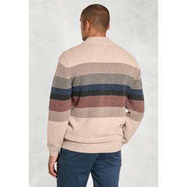 Jumpers Brook Taverner Sowe Oatmeal Lambswool Multi Hoop Zip Neck Jumper £71.00