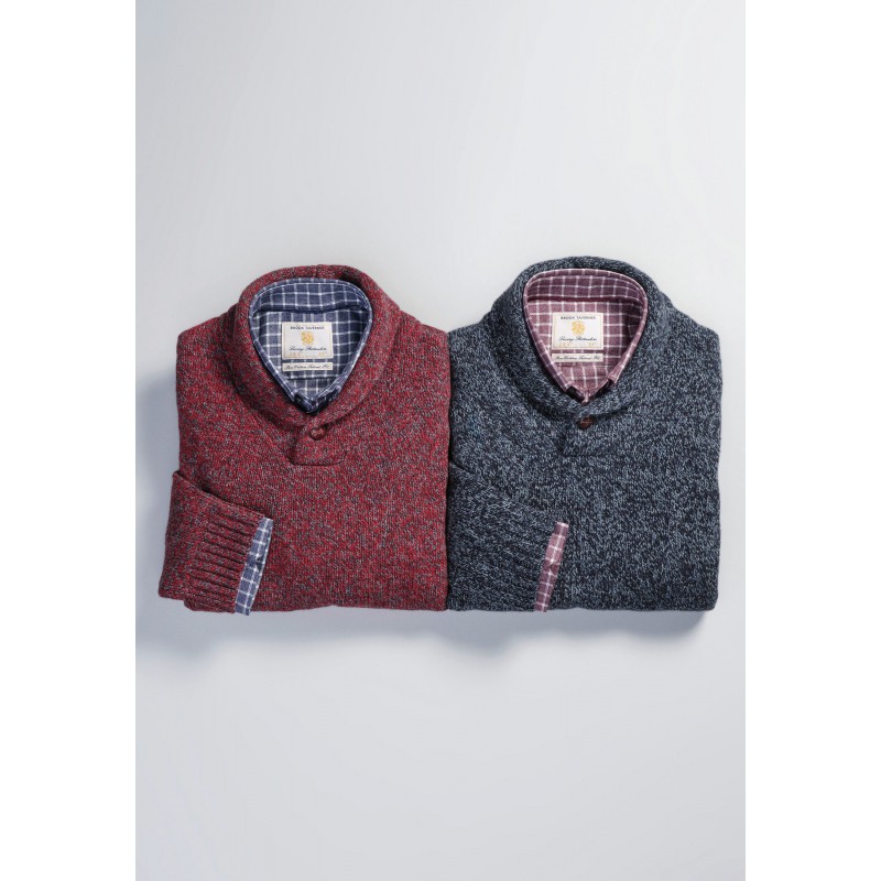 Jumpers Brook Taverner Shaw Cranberry Shawl Collar Jumper £71.00