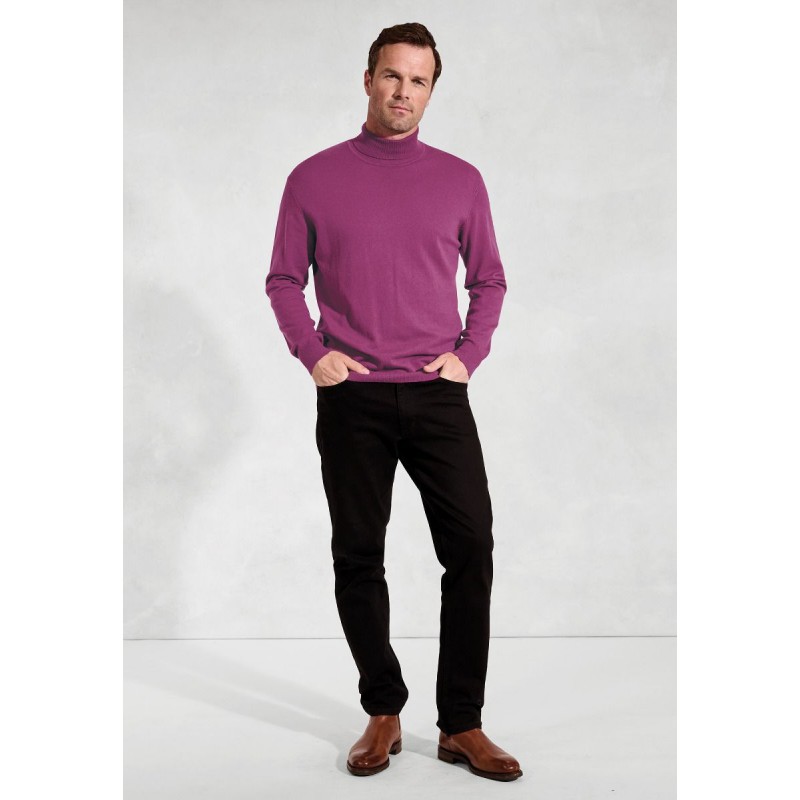 Jumpers Brook Taverner Cornwall Plum Cotton Merino Roll Neck Jumper £54.00