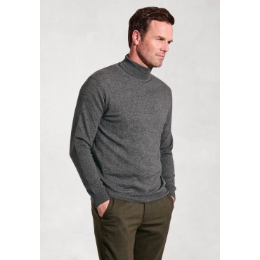 Jumpers Brook Taverner Cornwall Charcoal Cotton Merino Roll Neck Jumper £54.00