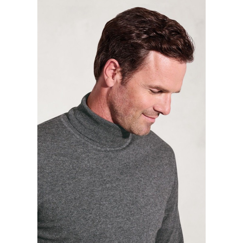 Jumpers Brook Taverner Cornwall Charcoal Cotton Merino Roll Neck Jumper £54.00