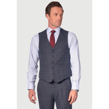 Waistcoats Brook Taverner Tailored Fit Lyd Blue Check Waistcoat £45.00