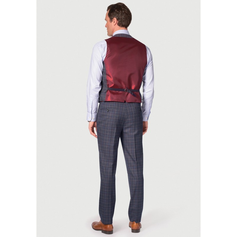 Waistcoats Brook Taverner Tailored Fit Lyd Blue Check Waistcoat £45.00