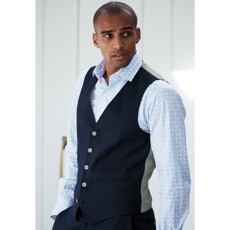 Linen Suits Brook Taverner Tailored Fit Gower Navy Linen Blend Waistcoat £45.00