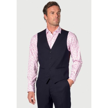 Wool Suits Brook Taverner Tailored Fit Wells Navy Wool Blend Waistcoat £45.00