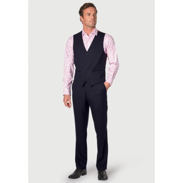 Wool Suits Brook Taverner Tailored Fit Wells Navy Wool Blend Waistcoat £45.00