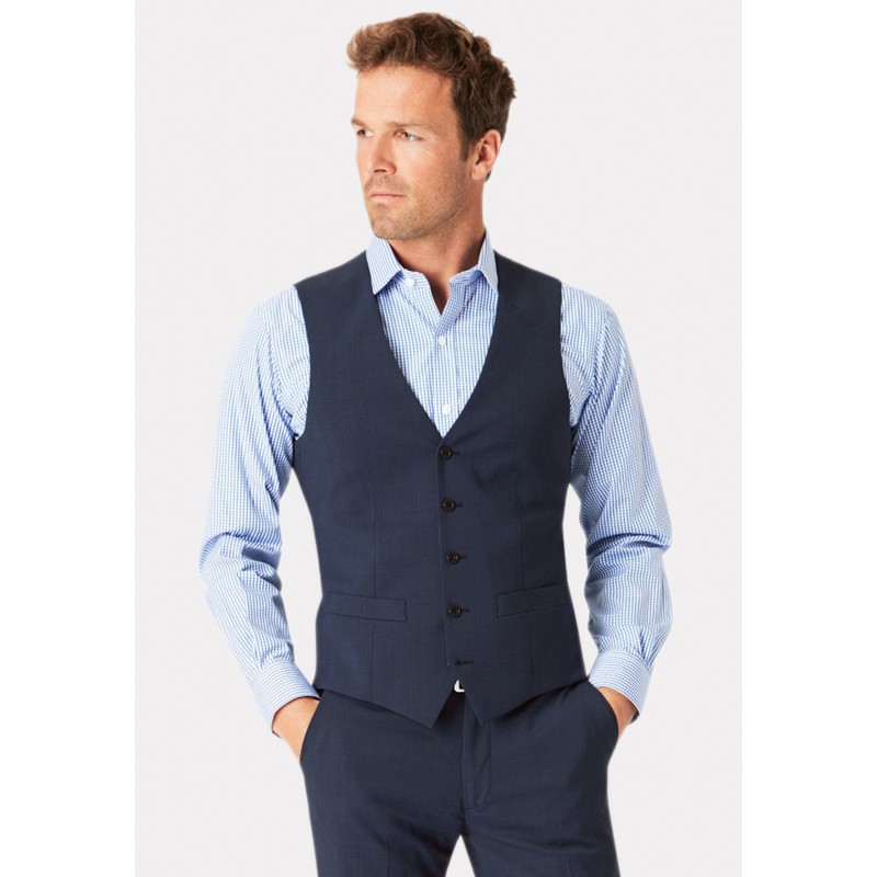 Waistcoats Brook Taverner Tailored Fit Cassino Navy Check Washable Waistcoat £71.00