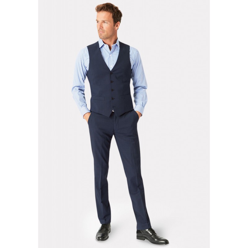 Waistcoats Brook Taverner Tailored Fit Cassino Navy Check Washable Waistcoat £71.00