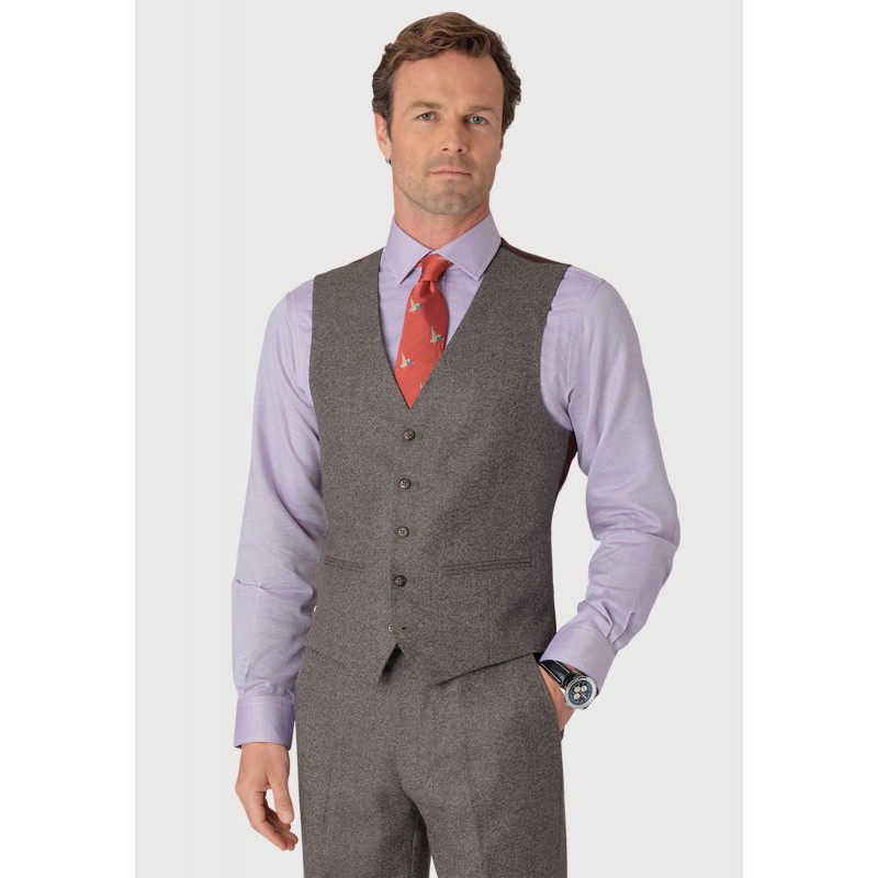 Wool Suits Brook Taverner Tailored Fit Clifford Grey Donegal Wool Suit Waistcoat £72.00