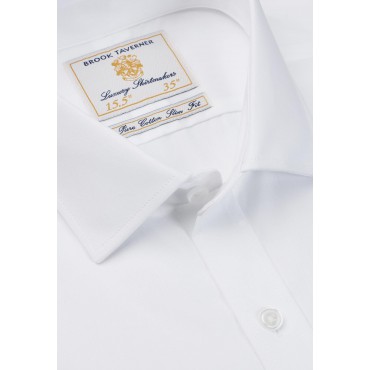 Jacquard Shirts Brook Taverner Regular Fit Single Cuff White Poplin Cotton Shirt £45.00