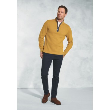 Pocket Square Brook Taverner Turner Mustard Fine Rib Cotton Zip Neck Sweatshirt £62.00