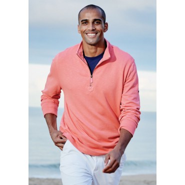 Pocket Square Brook Taverner Cash Pure Cotton Coral Zip Neck Sweatshirt £62.00