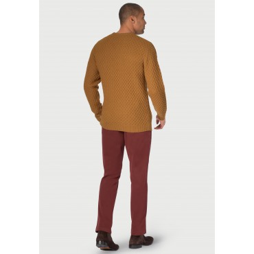 Knitted Ties Brook Taverner Lune Ochre Lambswool Lattice Stitch Crew Neck Jumper £71.00