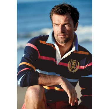 Union Brook Taverner Parfitt Navy Pure Cotton Stripe Rugby Shirt £62.00