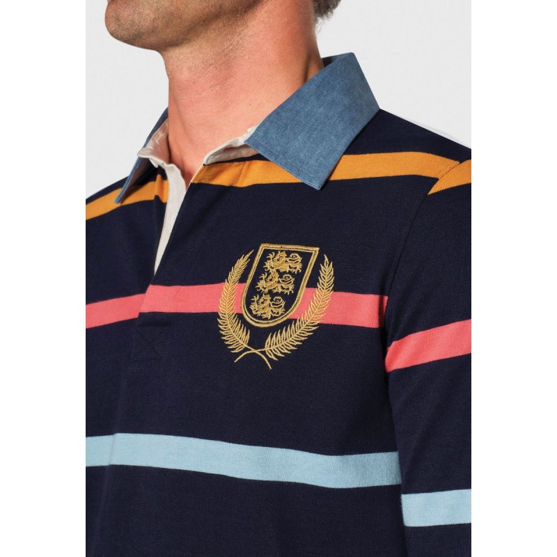 Union Brook Taverner Parfitt Navy Pure Cotton Stripe Rugby Shirt £62.00