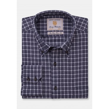 Sports Brook Taverner Regular Fit Navy Jaspe Check Regular Fit 33 5 Sleeve Cotton Shirt £80.00