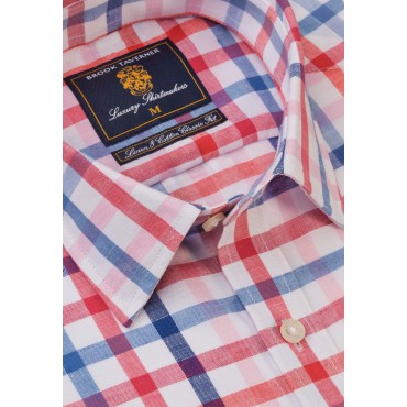 Cufflinks Brook Taverner Regular Fit Short Sleeve Linen Cotton Shirt £54.00