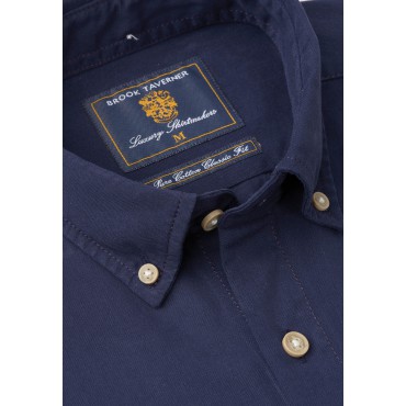 Silk Hankies Brook Taverner Regular Fit And Tailored Fit Navy Cotton Twill Shirt £54.00