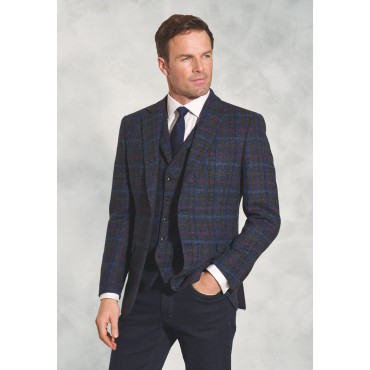 Waistcoats Brook Taverner Tailored Fit Inverurie Navy Check Harris TweedR Jacket - Matching Waistcoat Optional £269.00