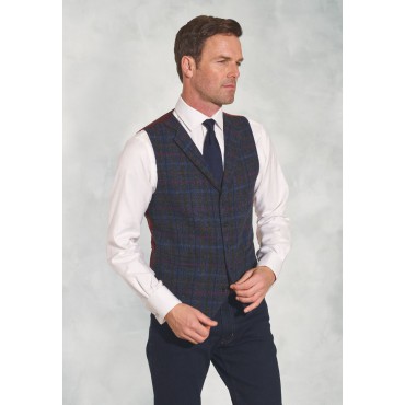 Waistcoats Brook Taverner Tailored Fit Inverurie Navy Check Harris TweedR Jacket - Matching Waistcoat Optional £269.00