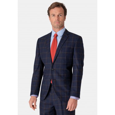 Wool Suits Brook Taverner Tailored Fit Frost Dark Blue Check Wool Suit £161.00