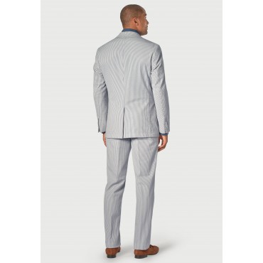 Suit Trousers Brook Taverner Tailored Fit Drewett Blue Stripe Cotton Stretch Seersucker Trouser Suit £178.00