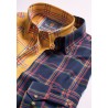 Twill Shirts Brook Taverner Tailored Fit Navy Overcheck 35 Sleeve Cotton Twill Shirt £148.00