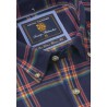 Twill Shirts Brook Taverner Tailored Fit Navy Overcheck 35 Sleeve Cotton Twill Shirt £148.00