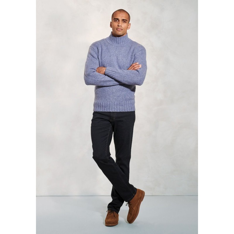 Jumpers Brook Taverner Waver Ice Blue Lambswool Turtle Neck Jumper £71.00