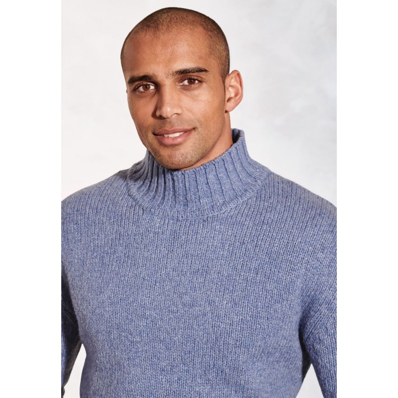 Jumpers Brook Taverner Waver Ice Blue Lambswool Turtle Neck Jumper £71.00