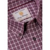 Business Casual Shirts Brook Taverner Regular Fit Wine Jaspe Check 35 Sleeve Cotton Shirt £54.00