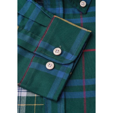 Poplin Shirts Brook Taverner Regular Fit Green Tartan Cotton Shirt £116.00