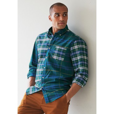 Poplin Shirts Brook Taverner Regular Fit Green Tartan Cotton Shirt £116.00