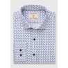 Business Casual Shirts Brook Taverner Tailored Fit White With Navy Print Business Cotton Shirt £71.00