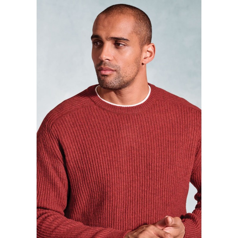 Jumpers Brook Taverner Pickering Berry Lambswool Guernsey Ribbed Crew Neck Jumper £71.00