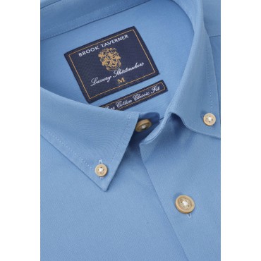 Twill Shirts Brook Taverner Regular Fit Sky Blue Cotton Twill Shirt £89.00